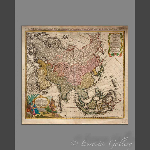 XVIII век! Антикварная редкая карта Азии 1744 года